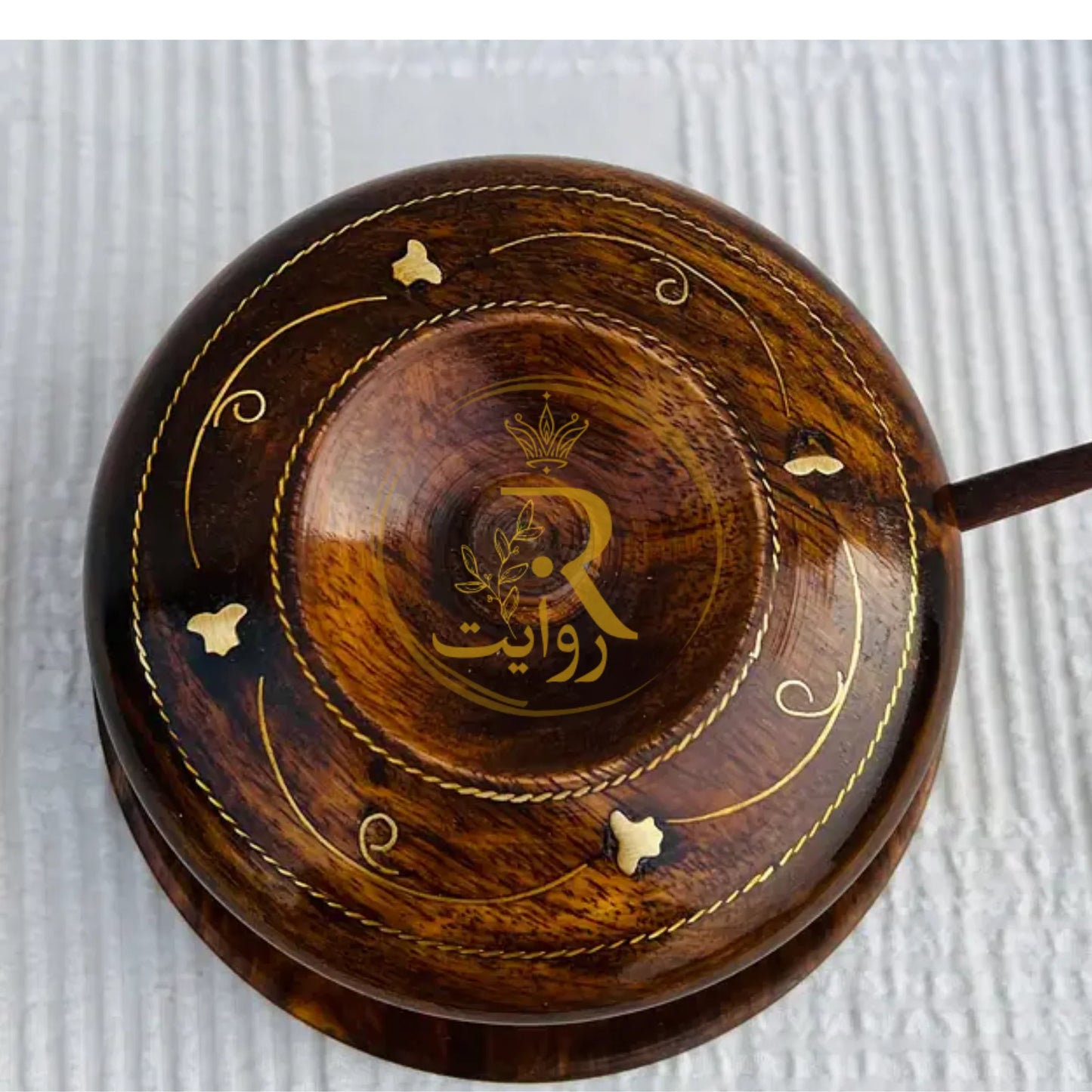 Antique Handcrafted Wooden Sugar Dan with Brass Work